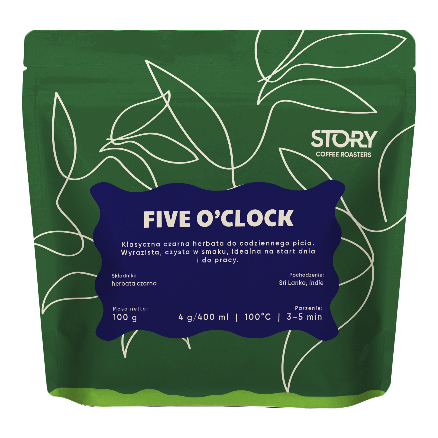 STORY Tee - Five O'clock schwarzer Blatt-Tee